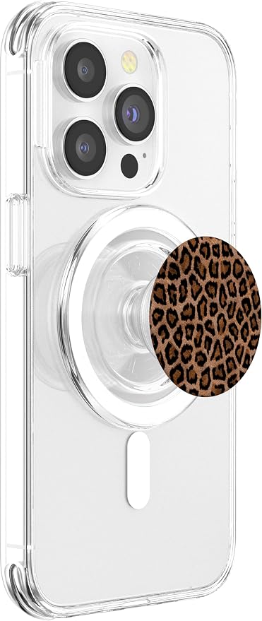 Cell Phone Button Holder Pop Out Knob Brown Leopard Print PopSockets Adhesive PopGrip