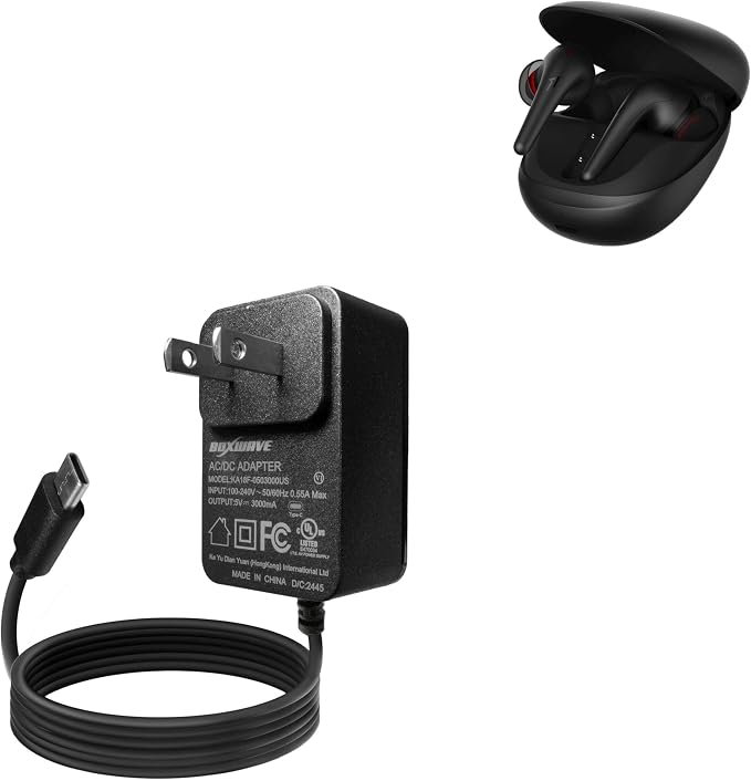 BoxWave Charger Compatible with 1MORE Aero - Wall Charger Direct (15W) Rapid Charge Your Device with Built-in 3ft Cable