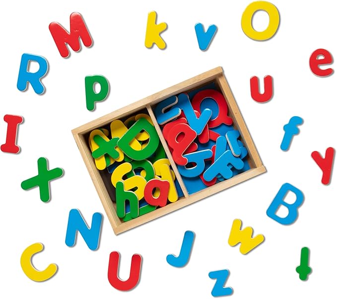 Melissa & Doug 52 Wooden Alphabet Magnets in a Box - Uppercase and Lowercase Letters
