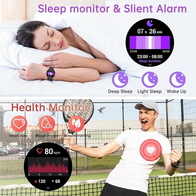 Smart Watch for Men Women Fitness: Waterproof Make/Answer Call Smart Watches for Men Digital Mens Watches Running Step Tracker Smartwatch Android Phones iPhone Samsung Compatible Heart Rate Monitor