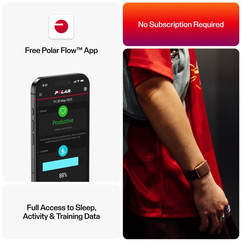 POLAR Loop – Smart Screen-Free Wearable Health Band with 24/7 Heart Rate, Sleep Tracking, Automatic Detection, No Subscription, 8-Day Battery.