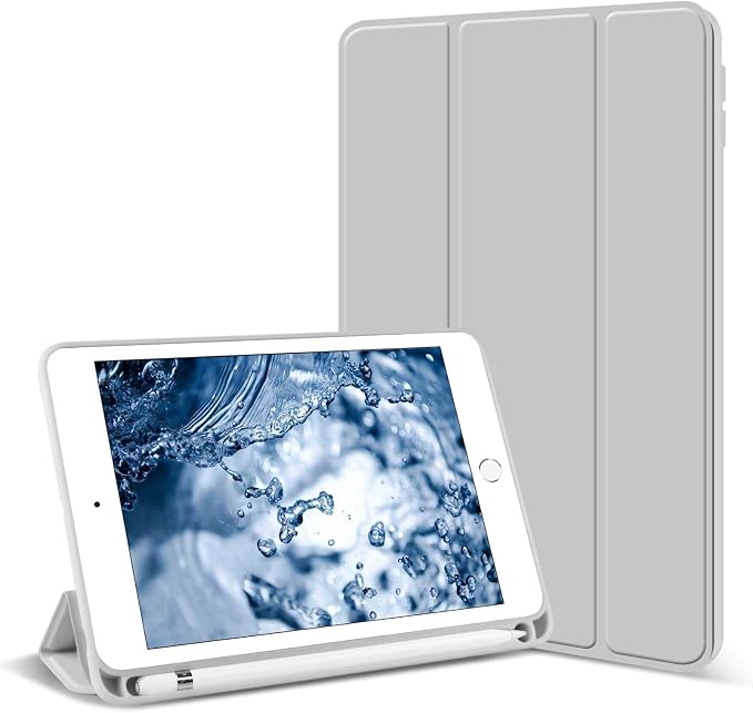Aoub Case for iPad mini 5 2019 7.9 inch with Pencil Holder Black | for iPad mini 5th Generation 7.9 inch Auto Sleep/Wake Slim Lightweight Trifold Stand Smart Cover Soft TPU Back Case
