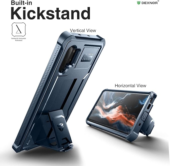 Dexnor for Samsung Galaxy Note 10+ Plus Case [Built in Screen Protector and Kickstand] Heavy Duty Military Grade Protection Shockproof Protective Cover for Samsung Galaxy Note 10 Plus (Army Green)