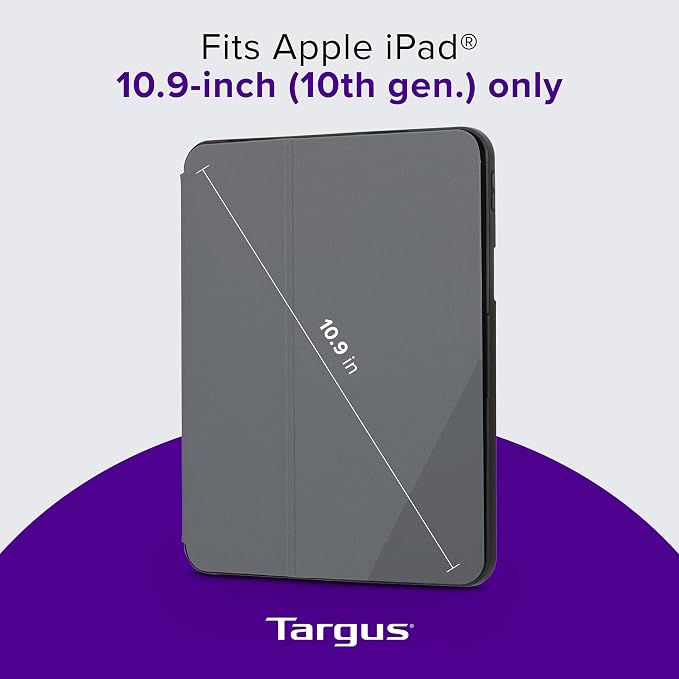 Targus VersaVu iPad 10th Generation Case 2022 iPad 10.9 Inch Case 10 Case 360 Degree Rotating Military Grade Drop Protection Cover for 10.9â€ 10th Gen 2022 Magnetic Close Black (THZ935GL)