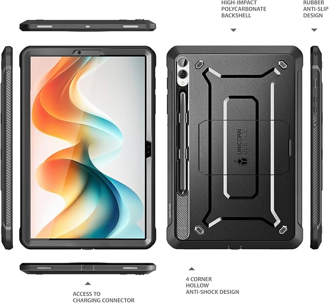 SUPCASE for Samsung Galaxy Tab S10 Plus 12.4 Inch (2024) Case with Stand [Unicorn Beetle Pro] [Built-in Screen Protector &amp S Pen Holder] Rugged Protective Tablet Cover for Galaxy Tab S9 Plus Bla