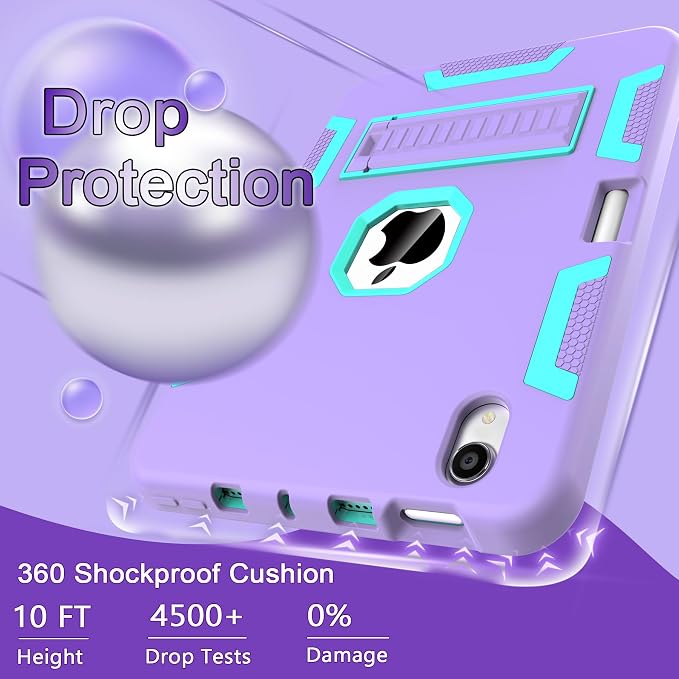 CCMAO iPad mini 5 Case 2019 iPad mini 4 Case 2015 Heavy Duty Shockproof Hybrid Protective Cover for iPad mini 5th/4th Generation 7.9 inch Purple+Green
