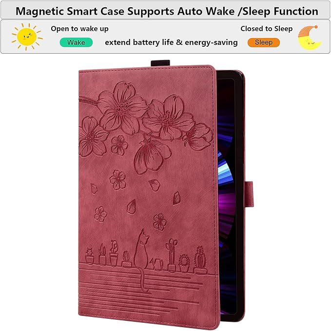 for Apple iPad 10.2 Case 9th/8th/7th Generation Cover (2021/2020/2019) with Auto Wake/Sleep Ultra Thin Lightweight Trifold Stand Folio PU Leather &amp Hard Back Hybrid Cover Almond Blossom