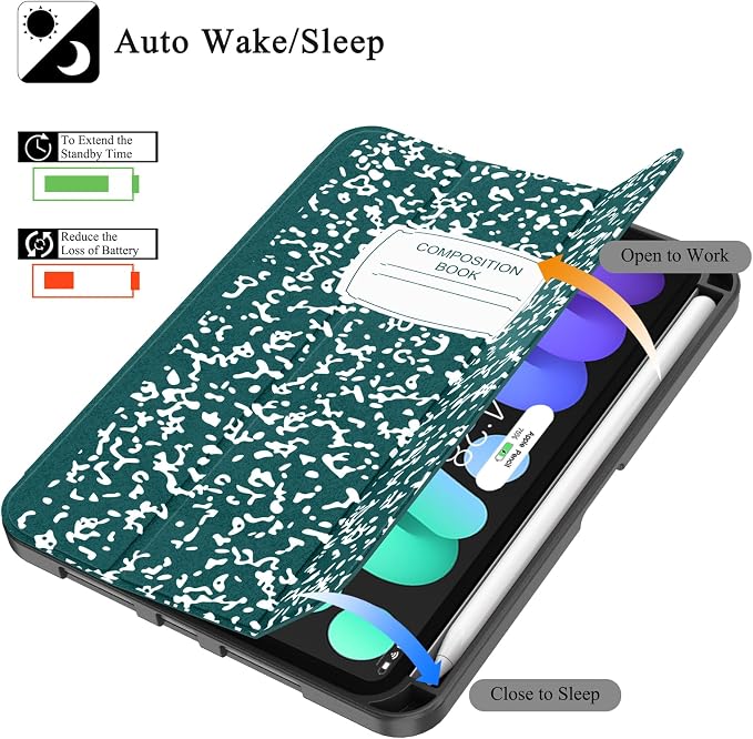 Soke Case for iPad mini (A17 Pro) 7th/ 6th Generation (Book Wine) | Built-in Apple Pencil Slot fit iPad Mini 2024 and 2021 8.3 inch Auto Sleep/Wake