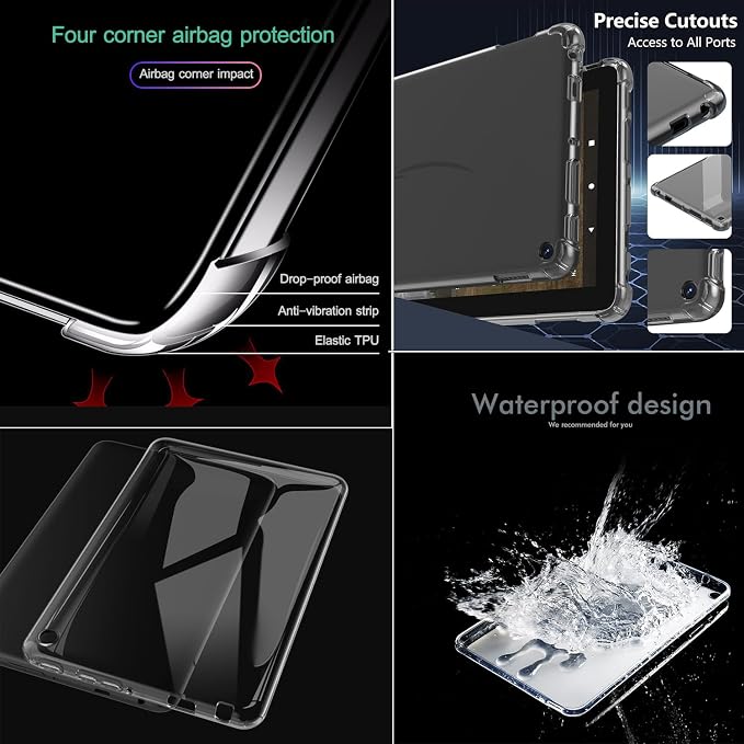 Clear Case for All-New Amazon Kindle Fire Max 11 Tablet (13th Generation 2023 Release) 11 Slim Lightweight Shell Transparent Soft TPU Back Shockproof Crystal Reinforced Corner Cover Clear