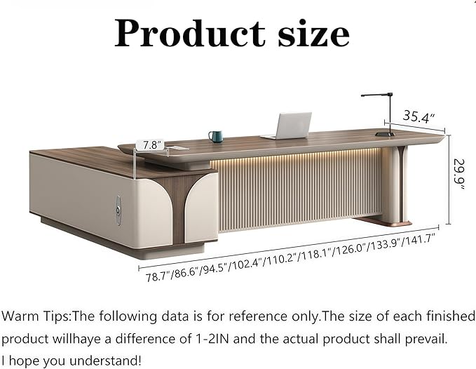 Modern L Shaped Desk, 110.2 inch Large Desk with Storage, Executive Desks for Home Office No Installation Required with Drawers and Lockable