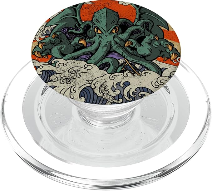 Kaiju Cthulhu Necronomicon Large Wave Off Kanagawa Kaijin PopSockets Adhesive PopGrip
