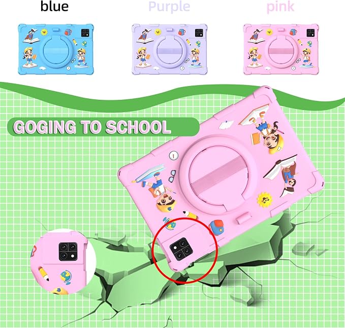 Case for Winsing Android Tablet 10 inch/TabneraX UTbook Tablets Kids Friendly Soft Silicone Adjustable Rotating Stand Cover for Callsky-Tab Ctab 10 10.1“ Tablets (Pink)