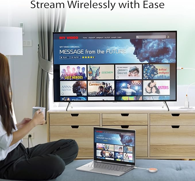 j5create ScreenCast USB-C to HDMI Wireless Display Transmitter and Receiver, Supports 1080p, Suitable for iPhone15, MacBook, iPad Pro, Chromebook, USB-C Laptops, and Android (JVAW62)
