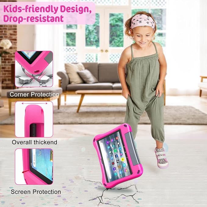 Tablet 10 Case and Cover for Kids Compatible 2023/2021 Model Not for iPad/Samsung/Onn Tab Ubearkk Anti Slip Shockproof CoverPink