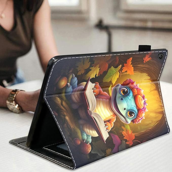 Case for Amazon Kindle Fire HD 10 Tablet 10.1 (9th/7th Generation 2019/2017 Release) Slim Folding Stand Folio Cover with Card Slot &amp Auto Wake/Sleep - African American Girl