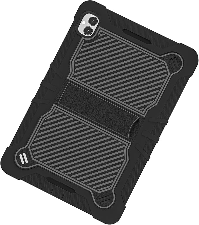 TJS Compatible with Boost Celero 5G Tab Tough Tablet Case (Black) | Strong Kickstand Hybrid Case Cover for Celero 5G Tab