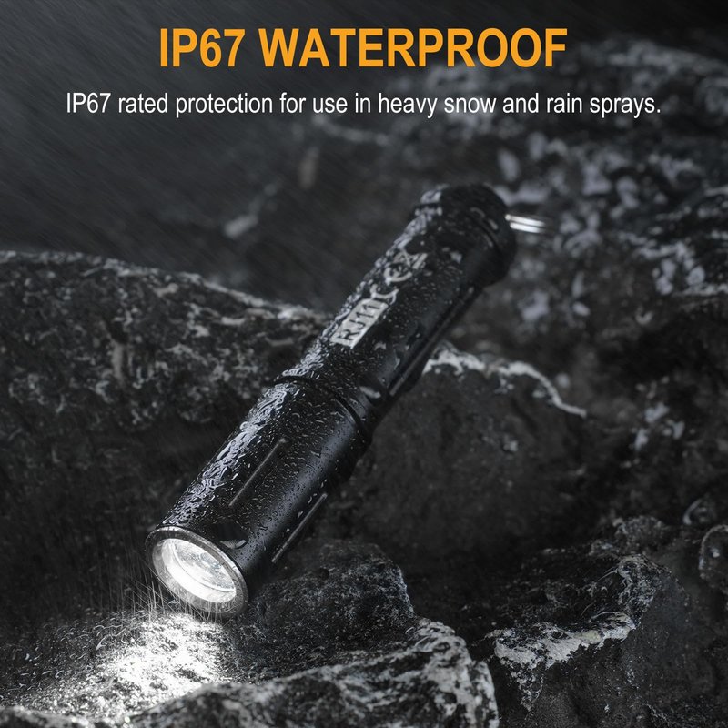 BORUIT RJ11 Small Keychain Flashlight, Mini Compack EDC Flashlights AAA Battery Powered, Single Model Lightweight Pocket Led Light for Home Travel Emergency Walking