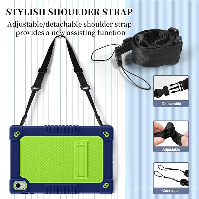 for Onn. 12.1 Tablet Pro 2024 Model Tablet Case with 2 Pcs Screen ProtectorHeavy Duty Shockproof Stand Shoulder Strap Case for Walmart Onn 12.1 2024 Model:100146663 (Black/Blue)