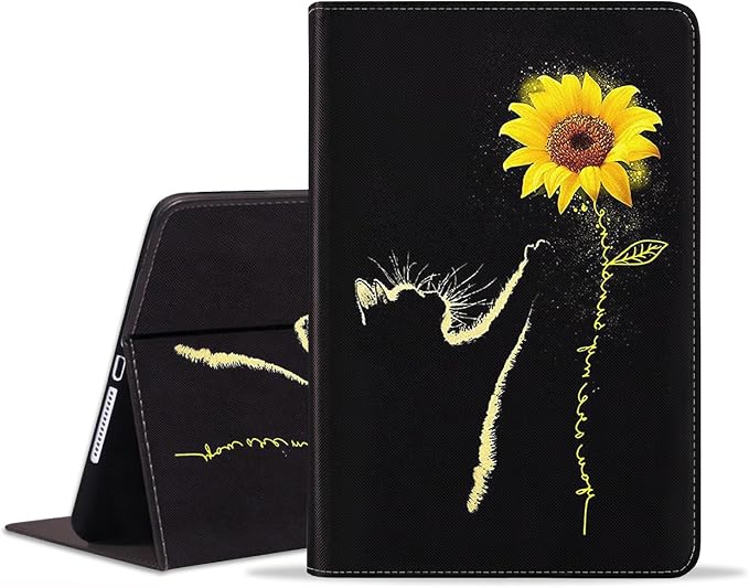 WEUIUJKILO Case for iPad (A16) 11th Generation 11 Inch 2025 iPad 10th Generation 10.9 Inch 2022 Slim PU Leather Folding Stand Smart Cover with Auto Sleep/Wake American Flag and Sunflower