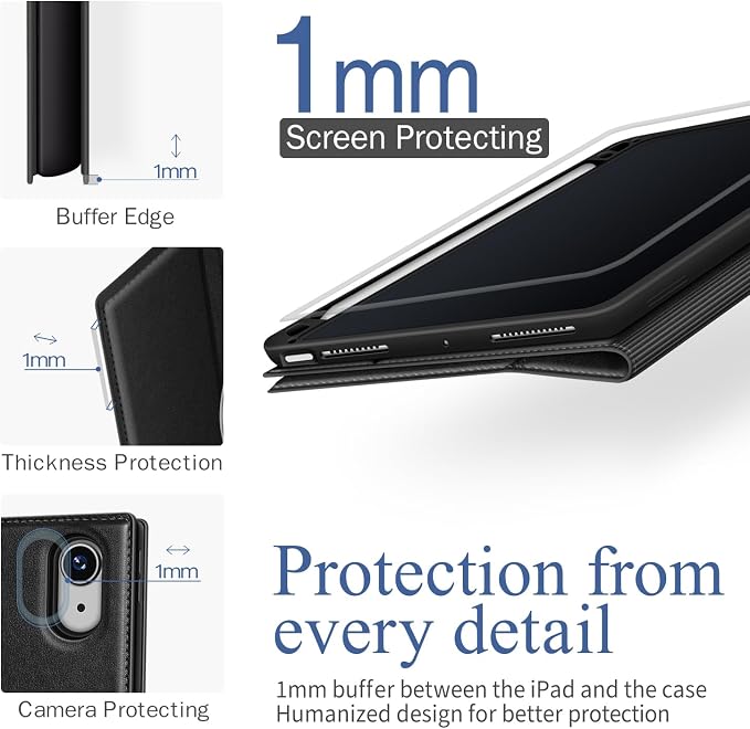 Antbox Case for iPad Air 11-inch M4/M3/M2 (2026/2025/2024) iPad Air 5th/4th Generation 10.9'' Vegan Leather with Pencil Holder Typing Angle Auto Sleep/Wake Muti-Stand