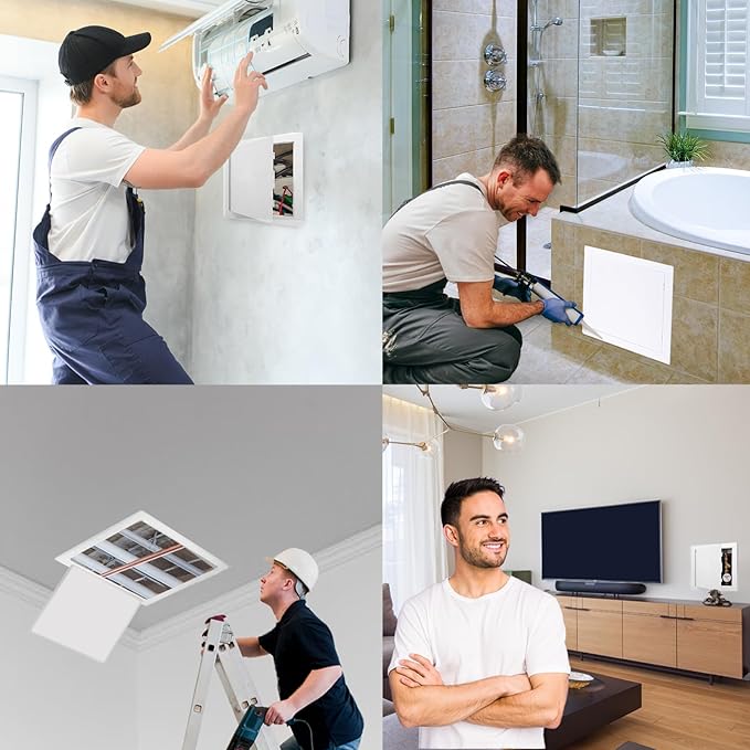 Morvat Access Panel 14x14 Inch for Drywall & Ceiling with Door, Heavy-Duty Durable ABS Plastic & Easy Install Access Box Wall Hole Cover Plate for Plumbing & Electrical Cable & Wiring, White, 20-Pack