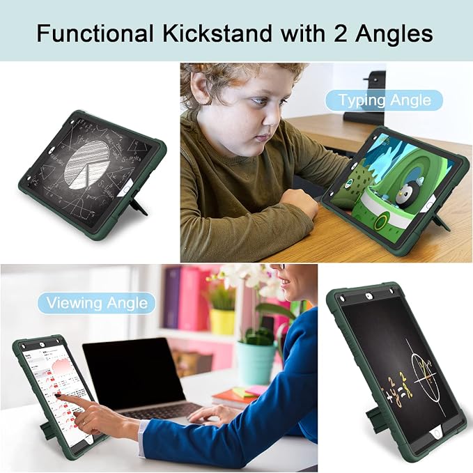 Azzsy Case for iPad 9th Generation/iPad 8th Generation/iPad 7th Generation (10.2 Inch 2021/2020/2019 Model) Heavy Duty Shockproof Rugged Protective Case for iPad 10.2 inch Alpine Green