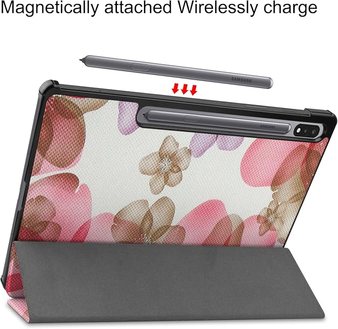 Gylint Folding Folio Stand Case for Samsung Galaxy Tab S9+ 2023 (Models: SM-X810/X816/X818) Ultra-Thin PU Leather Smart Cover Pattern: Flower