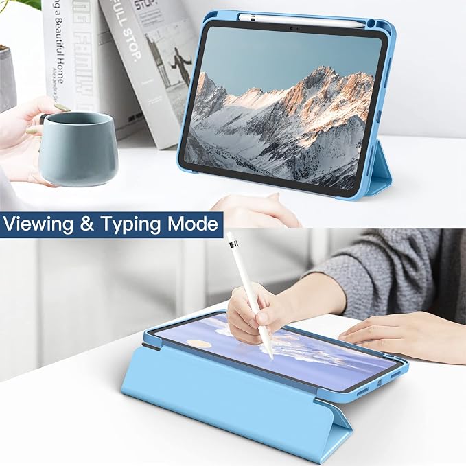 JETech Case Cover for iPad (A16) 11th/10th Gen Black | For 2025/2022 Model Clear Transparent Back Pencil Holder Slim Shockproof Tri-Fold Stand Auto Wake/Sleep