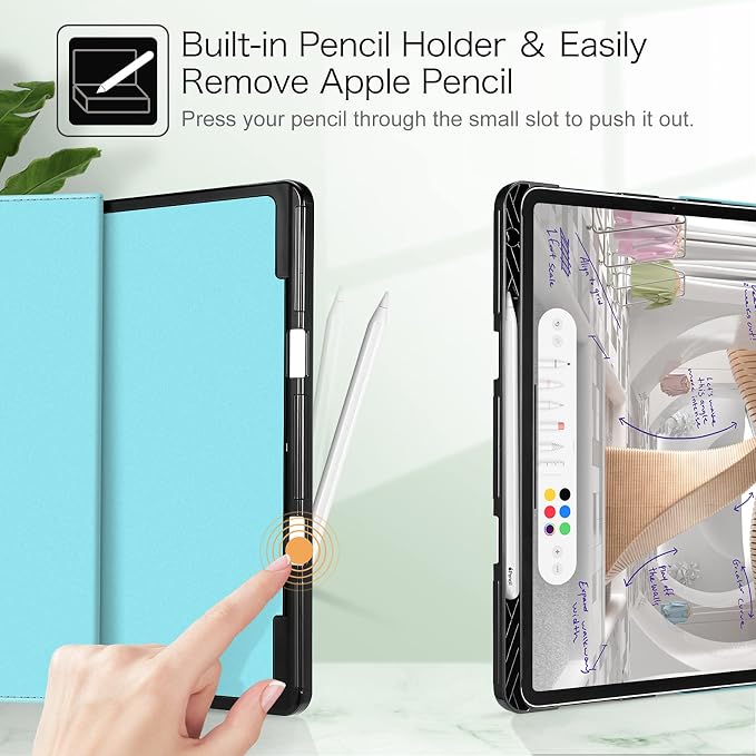 Fintie Multi-Angle Folio Case for iPad Pro 12.9 6th/5th/4th/3rd Generation | Multiple Viewing Angles Pencil Holder &amp Storage Pocket Drop Protection Pencil Charging Auto Sleep/Wake Blooming Hi