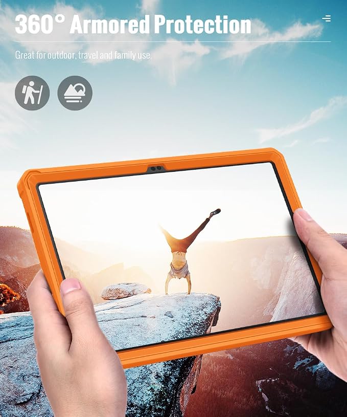 MoKo Shockproof Case Fit Samsung Galaxy Tab A11+ Plus/ A9+ 11 Inch | Full Body Rugged Stand Back Cover with Built-in Screen Protector for Galaxy Tab A11+/ A9+ Tablet Light Gray