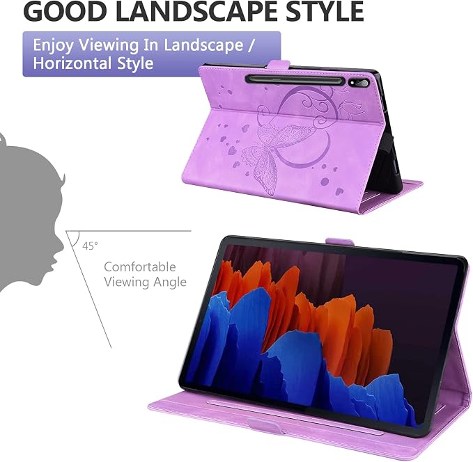 Dteck Wallet Case for Galaxy Tab S10+/S9+/S7 FE/S8+/S7 Plus 12.4 Tablet Premium PU Leather Folding Stand Auto Wake/Sleep Pen Holder Case with Hummingbirds