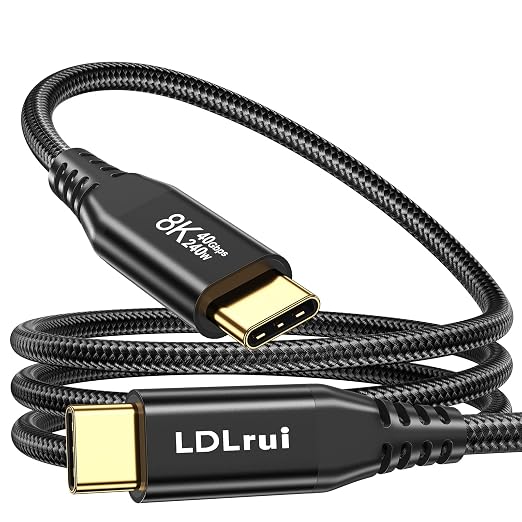 1.5FT Short 40Gbps USB C Data Transfer Cable [High-Speed Secure Stable] USB 4 Cable 8K USB C Video Cord 240W PD Fast Charging for MacBook Pro Lenovo HP Dell SanDisk Samsung T9 SSD