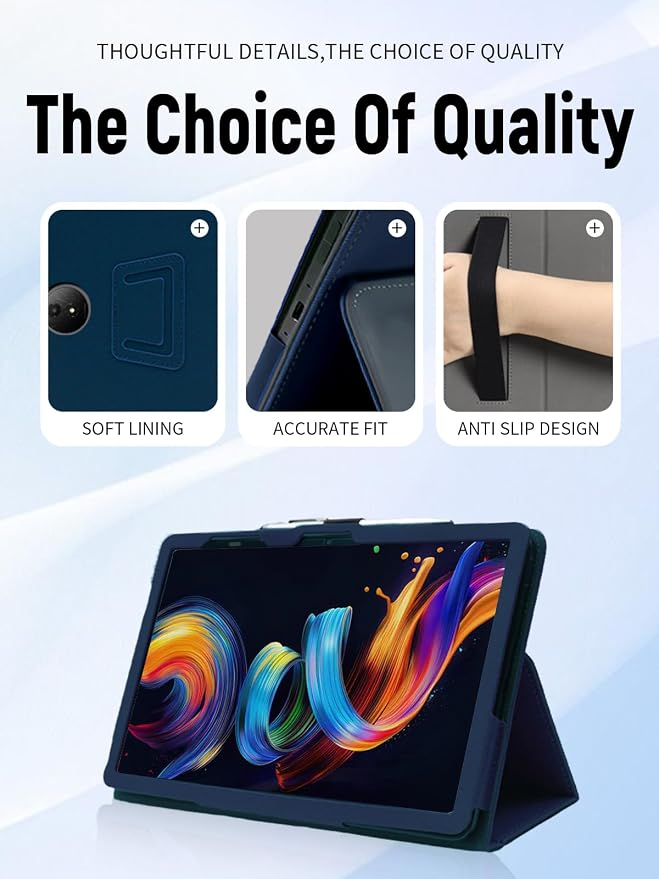 11.5 Case for TCL NXTPAPER 11 Plus Android Tablet (Model 9469X) (Black) | PU Leather Folding Cover with Pen Holder and Wrist Strap Business Travel Portable