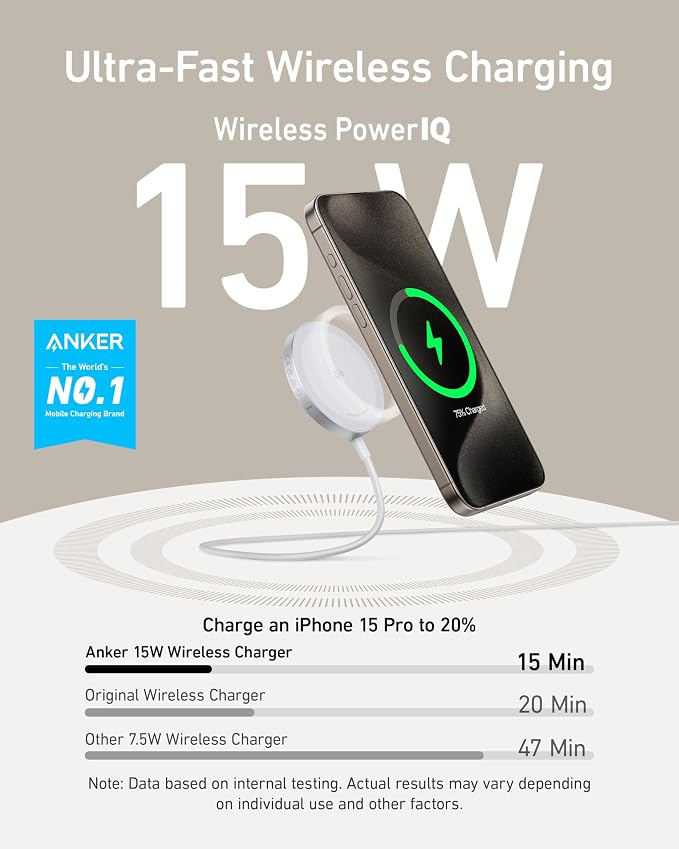 Anker MagSafe Charger Pad Compatible MagGo iPhone 16 Wireless Charging Pad &amp Prime 3-in-1 Charging Station Qi2.2-Certified 25W Wireless Charger Dock Stand