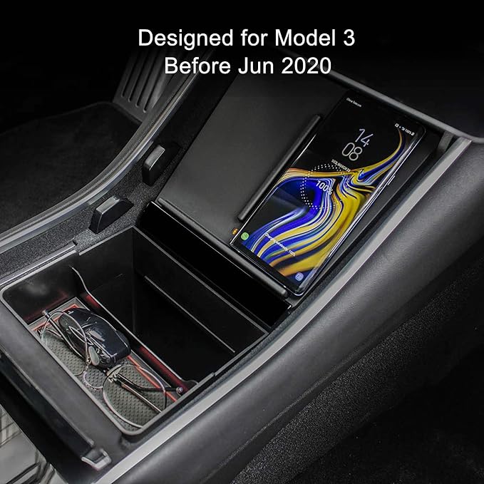 TAPTES Wireless Charger for Tesla Model 3 2017 2018 2019 2020 Dual Phone Charging Pad for Tesla Model 3 Accessories Car Center Console Interior Compatible with iPhone &amp Smartphones Black