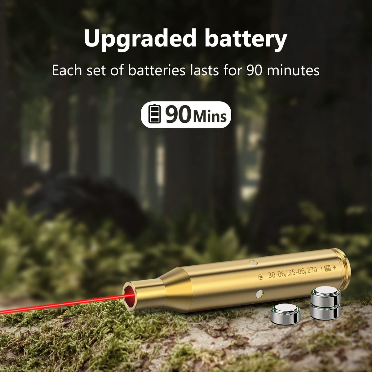 MidTen 30-06/25-06/270 Bore Sight Laser Red Dot Cartridge bore Sighter with 3 Batteries