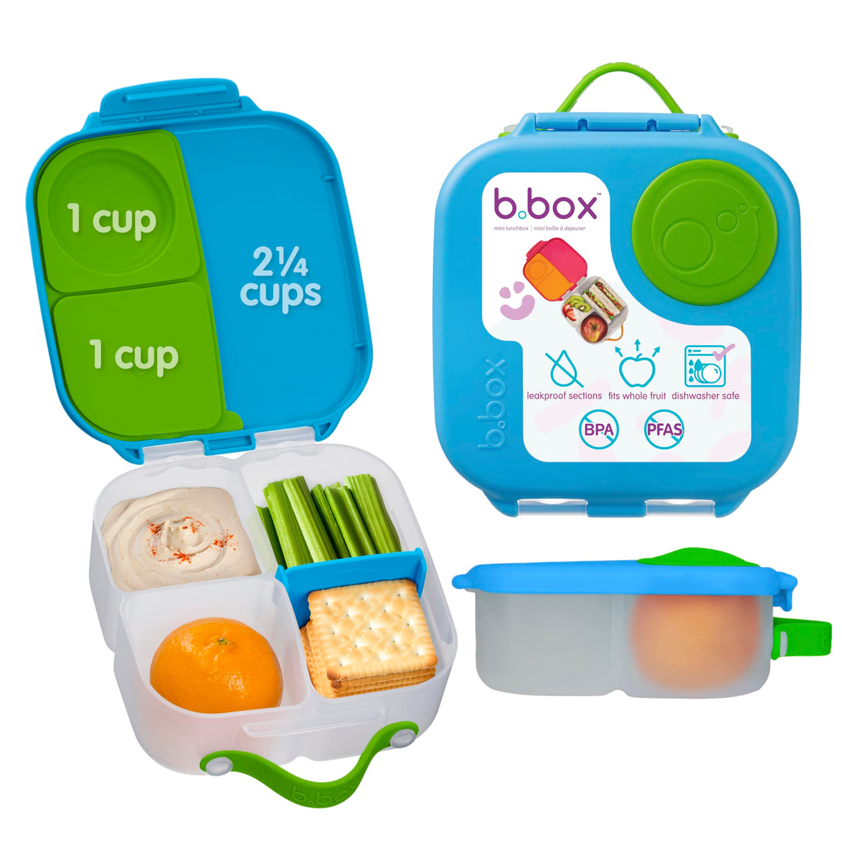 b.box Mini Lunch Box, Snack Containers for Kids, 4.25 Cup