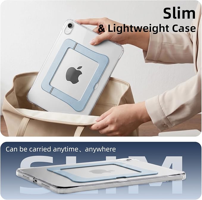 Kickstand Case for iPad mini 7 A17 Pro Slim Protective Clear Cover for iPad mini 7th/6th Generation 8.3 Inch 2024/2021 Sturdy Adjustable Multi-Angle Stand Blue