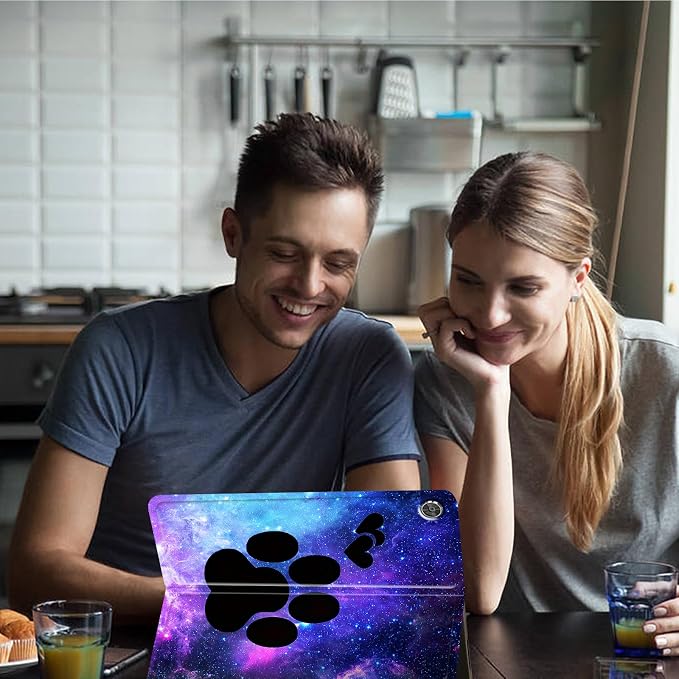 for 10.1 Amazon Fire HD 10 Tablet (13th Generation 2023 Release)PU Leather Multi-Angle Anti Slide Stand Cases with Auto Wake/SleepAnimals Dog Paws Galaxy