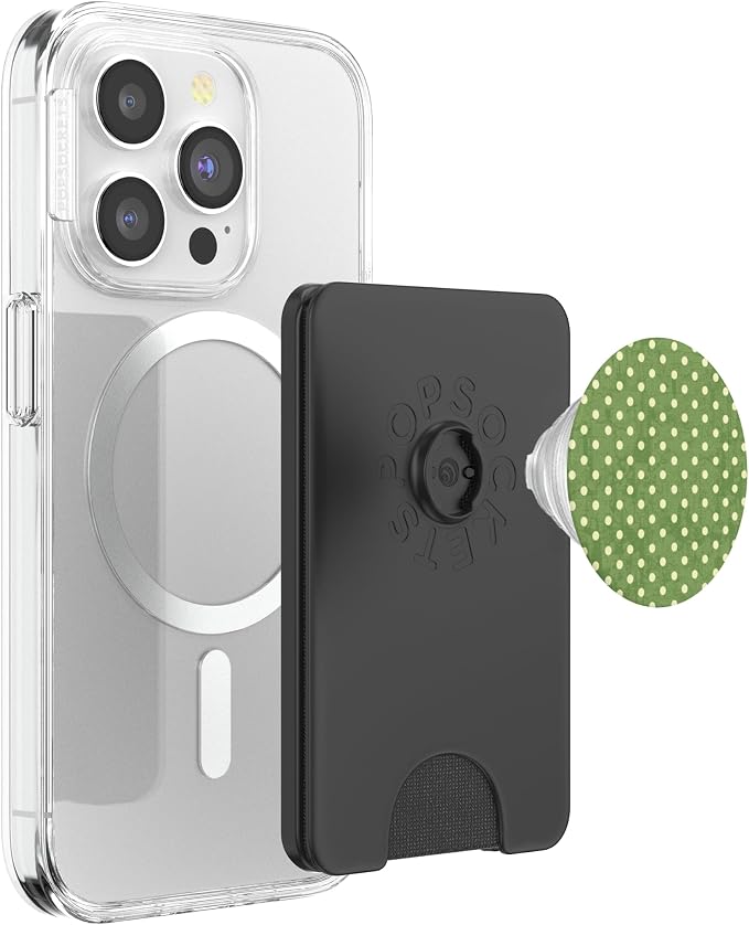 Green and Cream Polka Dot Pattern PopSockets PopGrip for MagSafe