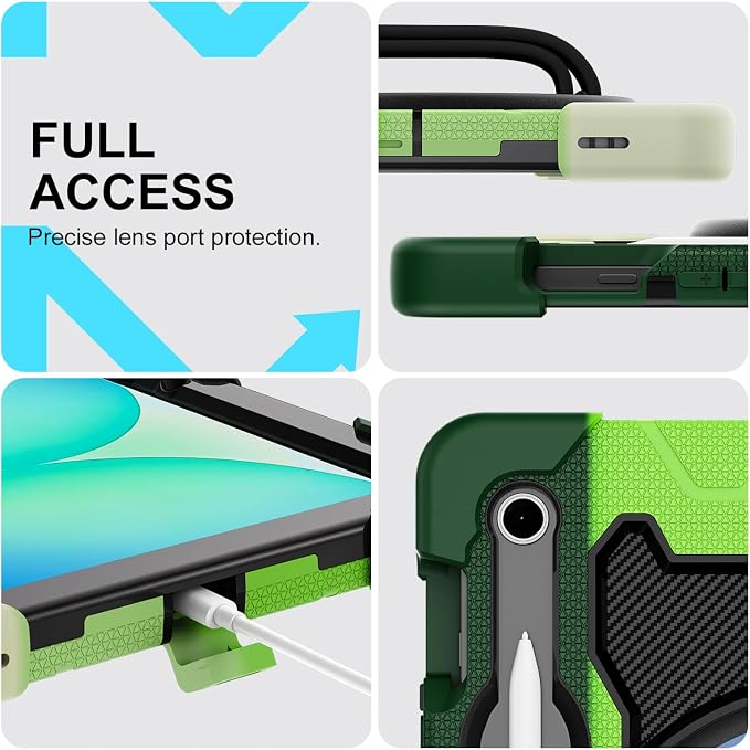 Galaxy Tab S10 Lite/S10 FE/S9 FE 5G/S9 Case 10.9/11 inch | with Screen Protector 360° Rotating Kickstand Hand/Shoulder Strap Heavy Duty Shockproof Cover S Pen Holder Kids Friendly