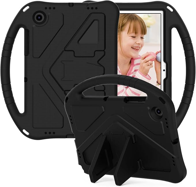 Galaxy Tab A9+ Case Kids Friendly EVA Rubber Stand Handle Grip Shockproof Protective Lightweight Cute Case Cover for Galaxy Tab A9 Plus 11 SM-X210 X215 X217 - Black