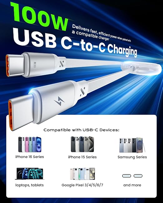 iOttie Basix 100W Retractable USB-C Cable Fast Charging USB C-to-C Cable with 4 Adjustable Cable Lengths USB C Cable for iPhone 17/17 Air/17 Pro/Pro Max 16 15 Series Samsung S24/23+