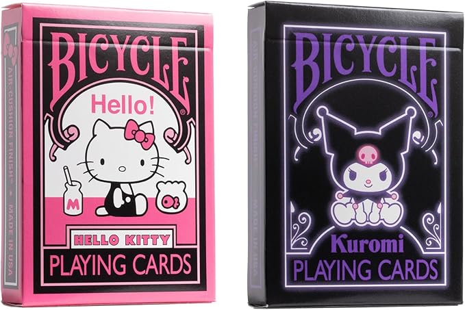 Bicycle Hello Kitty Playing Cards Bundle, Sanrio Black & Pink Hello Kitty and Kuromi Collectible Deck of Cards