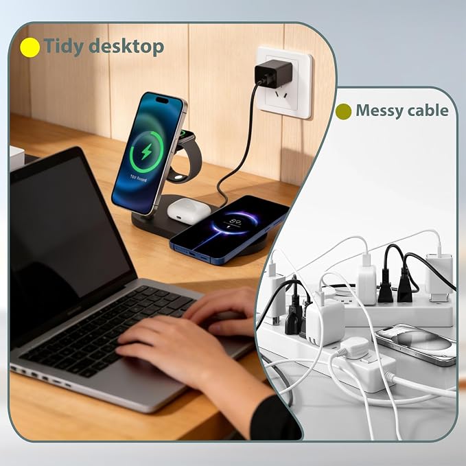 Dual Magnetic Phone Wireless Charger 30W 4 in 1 Charging Station for Apple Devices Charging Stand for iPhone 17/16/15/14/13/12 Series Support for Apple Watch11/10 for AirPods4
