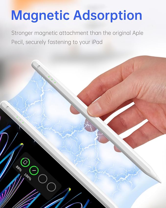 Stylus Pen for iPad with Magnetic Palm Rejection 14-Minute Fast Charging for iPad 6/7/8/9/10 mini 5/6 Air 3/4/5/M2 Pro 11/12.9/M4