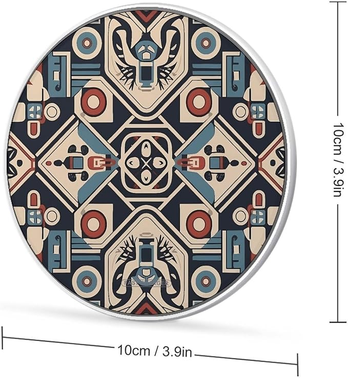 Tribal Style Pattern Wireless Charger Fast Charging Pad | Anti-Slip Qi Certified Wireless Charging Pad for All Phones with Wireless Charging Function for Home Office Travel