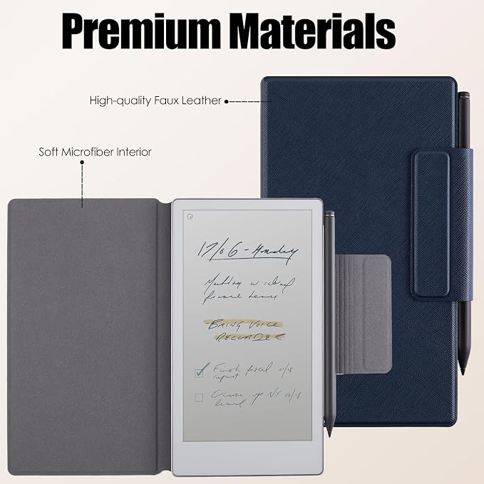 Case for 7.3 Remarkable Paper Pro MovePU Leather Magnetic Cover | PU Leather Protective CoverPen Buckle DesignSlim &amp Thin Lightweightwith Auto Sleep/Wake Dark Blue