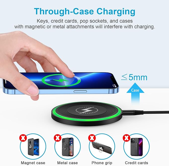 15W Samsung S26 Fast Wireless Charger for Galaxy S26 Ultra S25 FE Z Flip7 | Wireless Charging Pad with QC Adapter for iPhone 17 16 15 Pro Max Google Pixel 10/9a/9 Pro/9 Pro XL/Fold/8a/8 Pro/8/7a/7 Pro