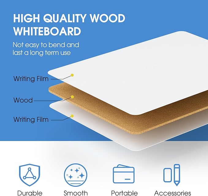MaxGear Small White Board Dry Erase Boards 6 Pack, 9" x 12" Mini Whiteboard for Students School, Portable White Boards Mini Lapboards Including 6 Mini Dry Erase Erasers and 6 Markers